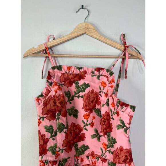 NEW Anthropologie Ruffled Peplum Floral Halter Slit Midi Dress Red Size: Small - Picture 7 of 8
